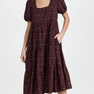 Madewell Aidy Square Neck Tiered Midi Dress